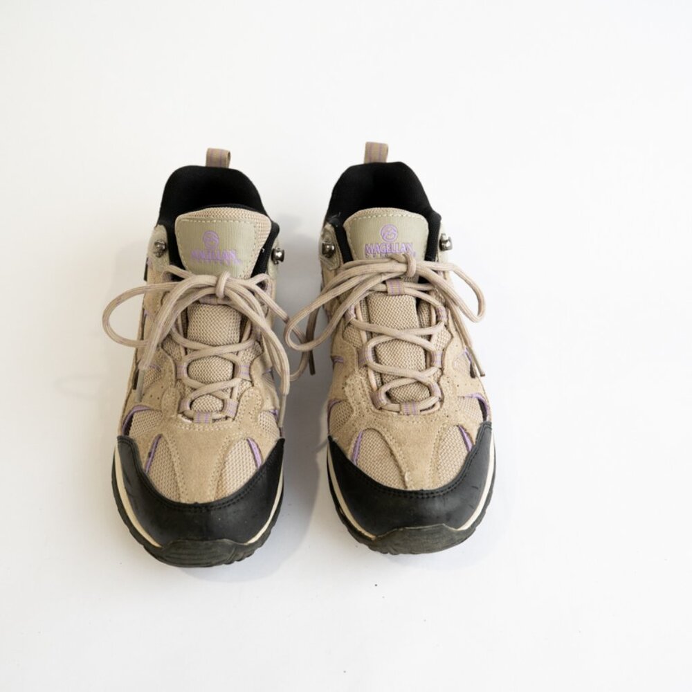 Magellan Outdoors Low Top Hiking Shoes Gray Purple Waterproof Women Sz 8